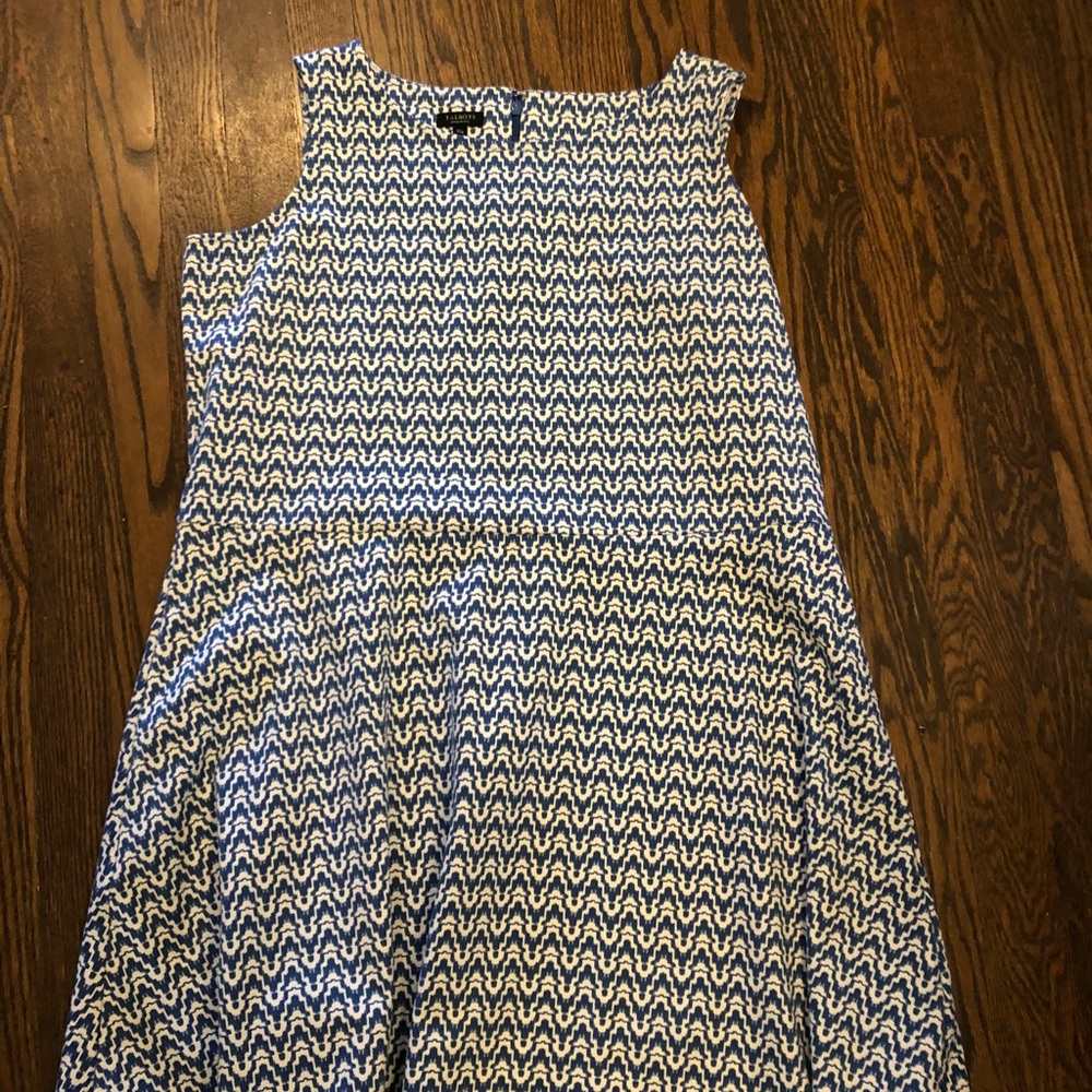 Blue pattern fit and flare dress